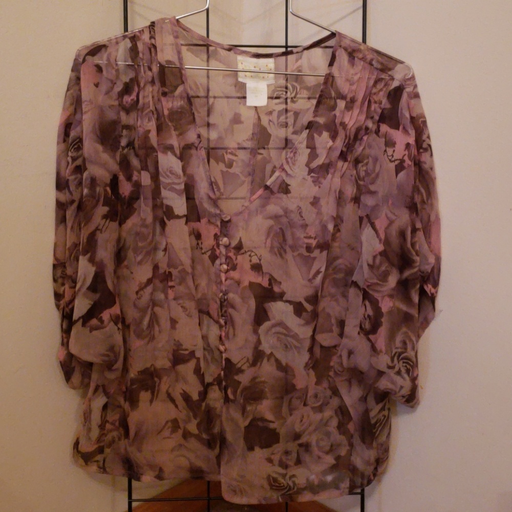 sheer floral blouse